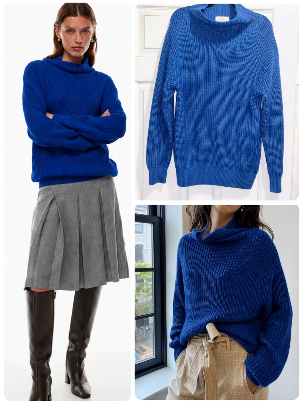 Aritzia Wilfred Montpellier Sweater Merino Wool Turtleneck Cobalt Blue Sz Small